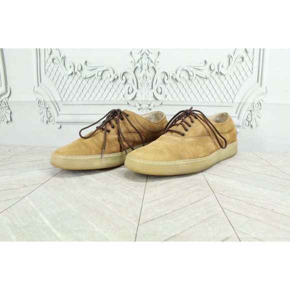 Salvatore Ferragamo Tan Suede Lace Up Low Top Rubber Sole Sneakers 8 B - Picture 2 of 9
